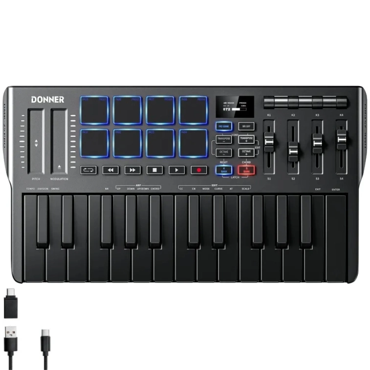 Фото №1 Midi-клавіатура Donner DMK-25 PRO Фото №1 Midi-клавіатура Donner DMK-25 PRO