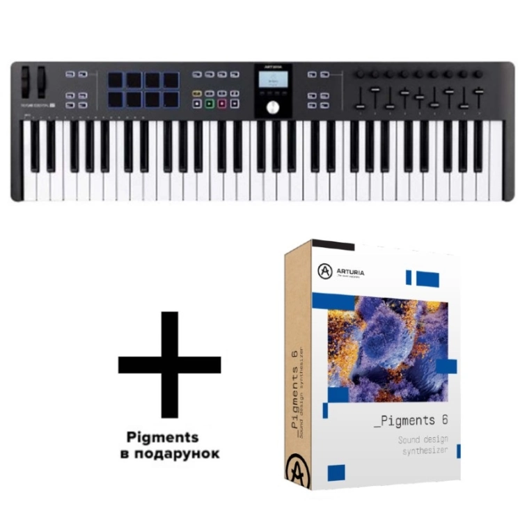 Фото №1 Midi-клавиатура Arturia KeyLab Essential 61 mk3 + Arturia Pigments 6 Фото №1 Midi-клавиатура Arturia KeyLab Essential 61 mk3 + Arturia Pigments 6