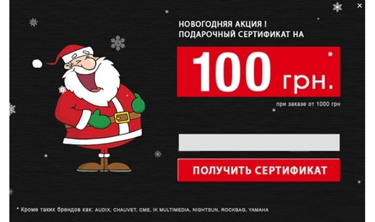 Подарочный сертификат на 100 грн - Новогодний!