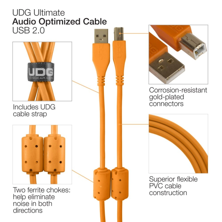 Фото №4 Коммутация UDG Ultimate Audio Cable USB 2.0 A-B Orange Angled