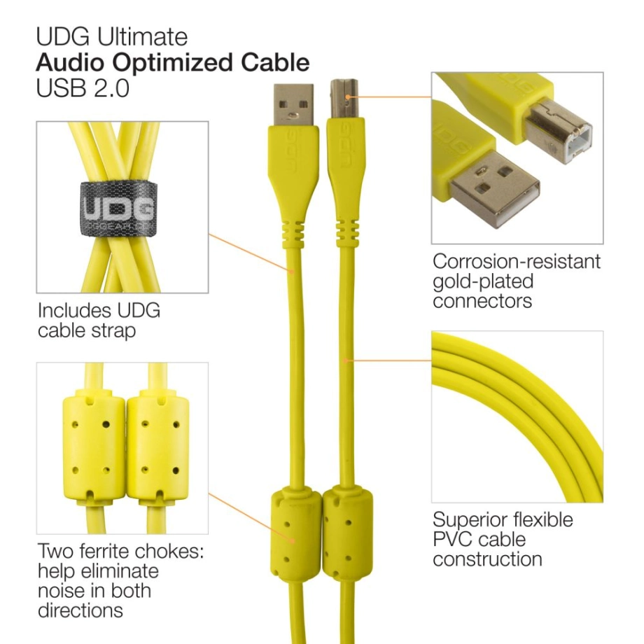 Фото №4 Коммутация UDG Ultimate Audio Cable USB 2.0 A-B Yellow Angled