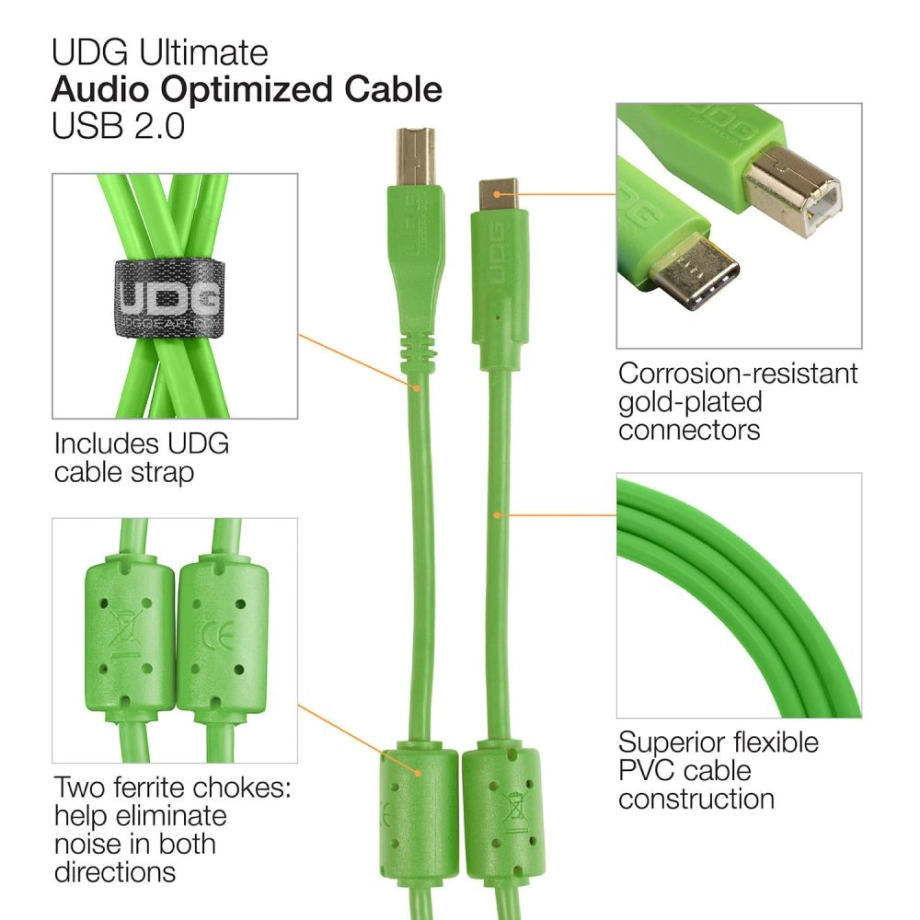 Фото №4 Коммутация UDG Ultimate Audio Cable USB 2.0 C-B Green Straight 1.5 m