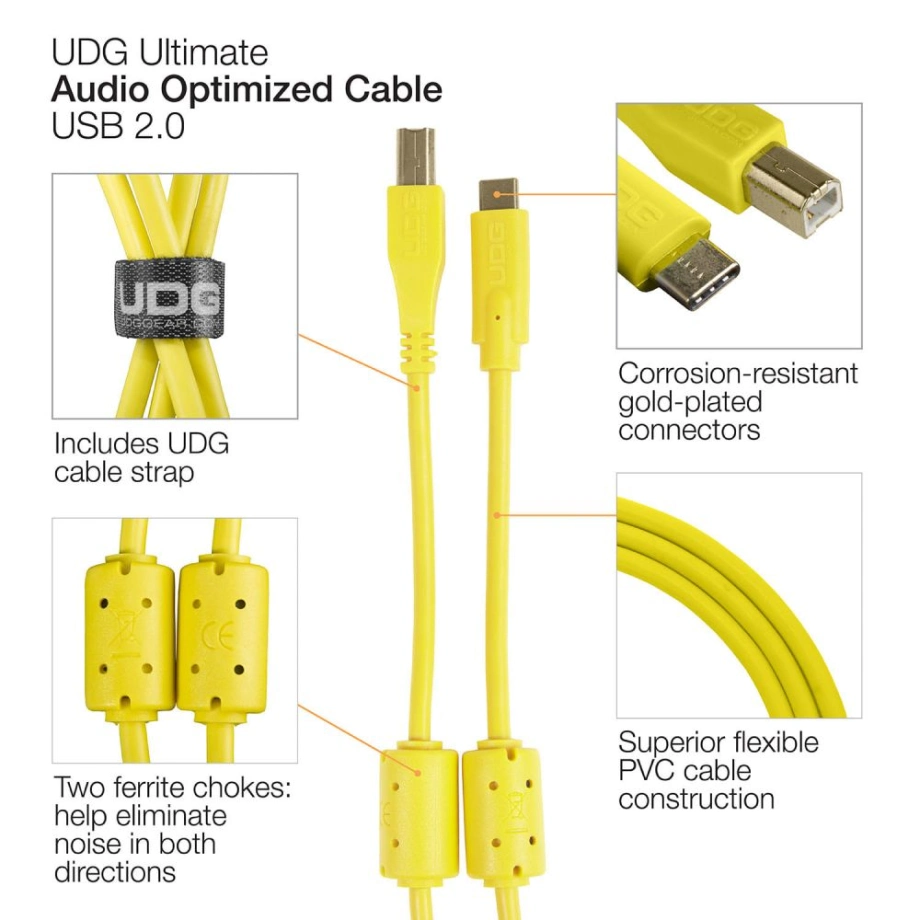 Фото №4 Коммутация UDG UDG Ultimate Audio Cable USB 2.0 C-B Yellow Straight 1.5 m