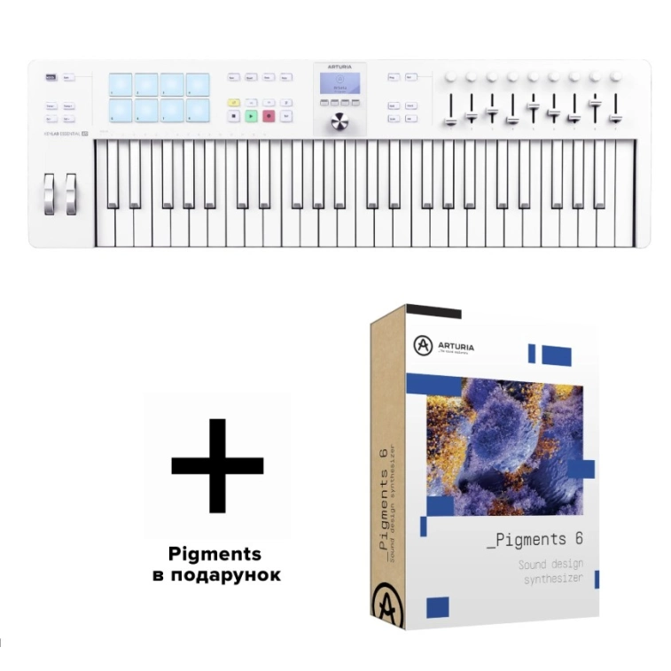 Фото №1 Midi-клавіатура Arturia KeyLab Essential 49 mk3 Alpine White Special Edition + Arturia Pigments 6