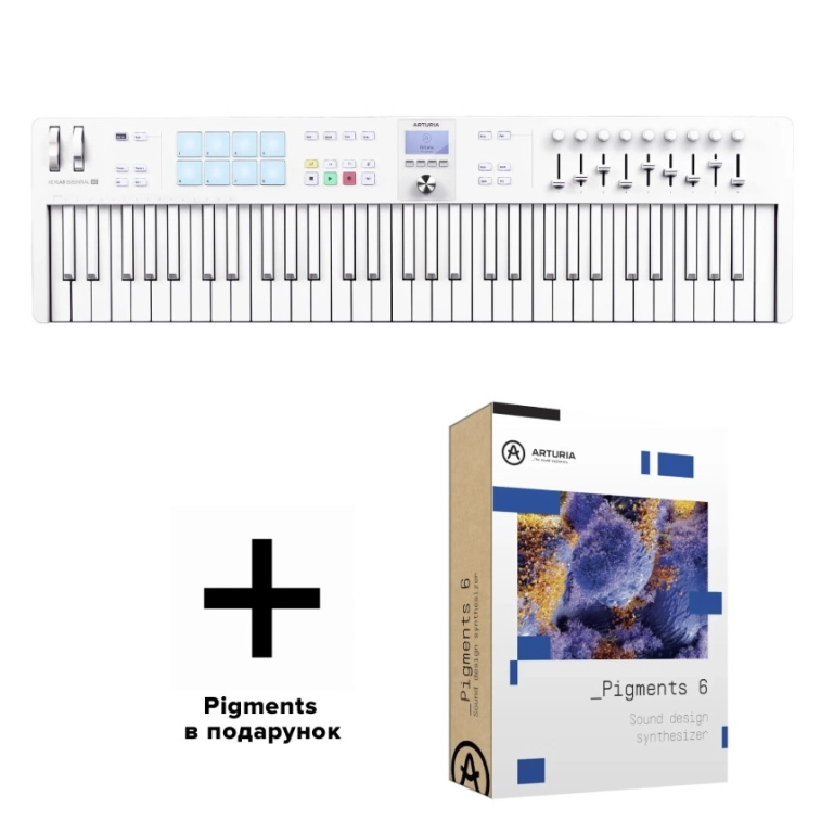 Фото №1 Midi-клавіатура Arturia KeyLab Essential 61 mk3 Alpine White Special Edition + Arturia Pigments 6