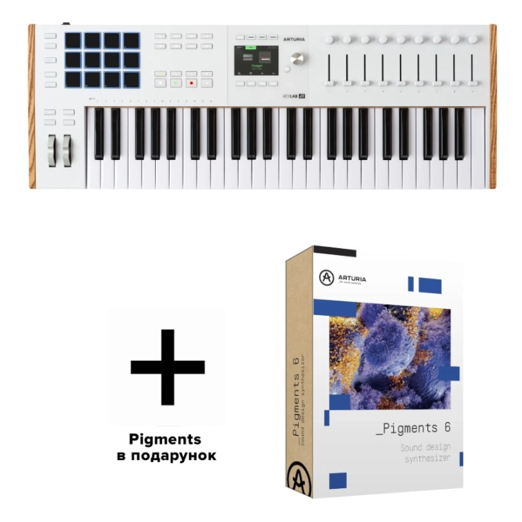 Фото №1 Midi-клавиатура Arturia KeyLab 49 mk3 White + Arturia Pigments 6