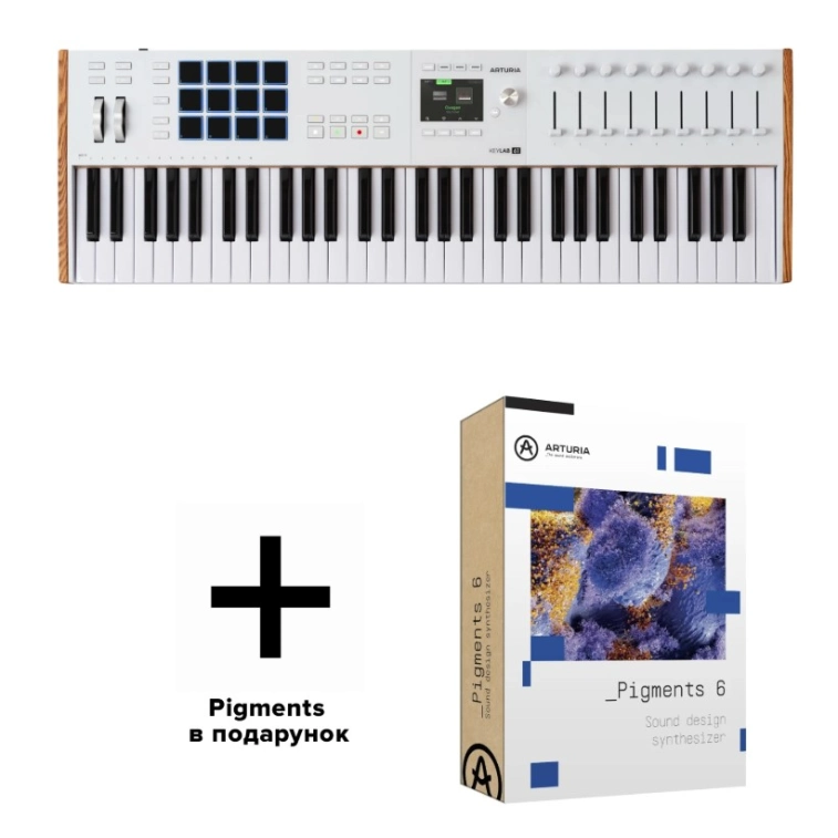 Фото №1 Midi-клавиатура Arturia KeyLab 61 mk3 White + Arturia Pigments 6